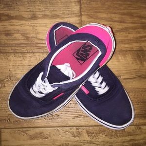 Navy blue with pink vans.